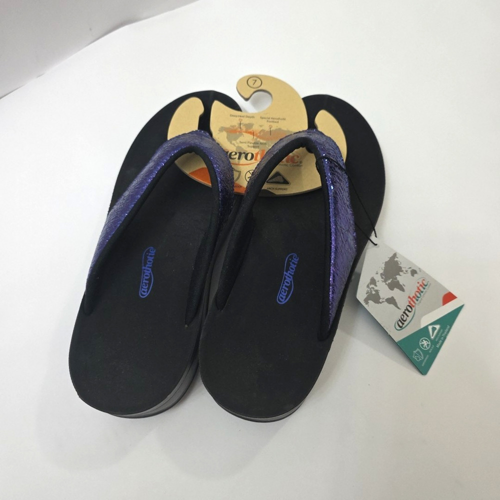Women's 7 Purple Orthotic Comfort Sandals With Arch Support Heel + Arch Support - Picture 2 of 11